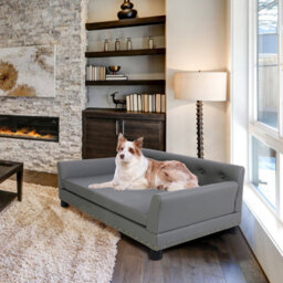 Bingopaw Large Elevated Dog Sofa Pet Couch Bed With Legs Water-Resistant Leather Cushion,96X72X40Cm - thumbnail 7
