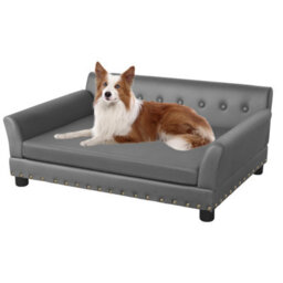 Bingopaw Large Elevated Dog Sofa Pet Couch Bed With Legs Water-Resistant Leather Cushion,96X72X40Cm - thumbnail 8
