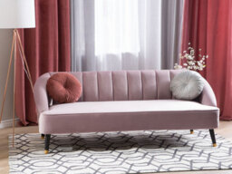 Beliani Sofa 3 Seater Alsvag Velvet Pink - thumbnail 2