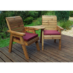 Marlborough Wooden Love Seat With 2X Chair Cushion Burgundy & 1X Fitted Cover