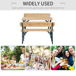 Outsunny 3Pc Wooden Garden Picnic Set Patio Dining Table Bench Chair Party - thumbnail 6