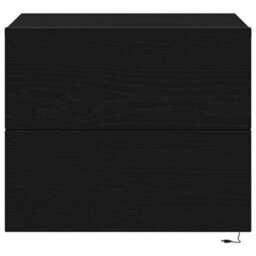 Berkfield Modern Bedside Cabinet With Led Wall-Mounted Black Oak 50X39X41 Cm - thumbnail 6