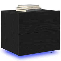 Berkfield Modern Bedside Cabinet With Led Wall-Mounted Black Oak 50X39X41 Cm - thumbnail 3