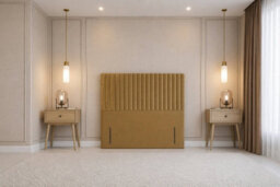 "Nexus Amalfi Mustard Plush Divan Bed Base No Drawers With 54"" Floor Standing Headboard 3' Single" - thumbnail 6