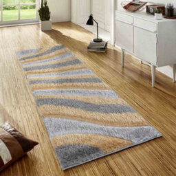 Modern Soft Waves Shimmer Shaggy Area Rugs Ochre 80X150 Cm - thumbnail 4