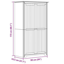 Vidaxl Wardrobe Bodo White And Brown 101X52X176.5 Cm Solid Wood Pine Wardrobes - thumbnail 8
