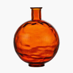 Pacific Lifestyle Round Vase In Orange Recycled Glass - thumbnail 2