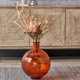 Pacific Lifestyle Round Vase In Orange Recycled Glass - thumbnail 1
