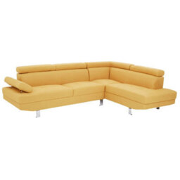 Orsina Contemporary Ochre Linen Corner Sofa, Velvet Upholstered Mid Century Sofa, Refined Sofa For Livingroom - thumbnail 6