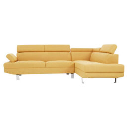 Orsina Contemporary Ochre Linen Corner Sofa, Velvet Upholstered Mid Century Sofa, Refined Sofa For Livingroom - thumbnail 2