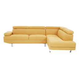 Orsina Contemporary Ochre Linen Corner Sofa, Velvet Upholstered Mid Century Sofa, Refined Sofa For Livingroom - thumbnail 3