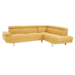 Orsina Contemporary Ochre Linen Corner Sofa, Velvet Upholstered Mid Century Sofa, Refined Sofa For Livingroom - thumbnail 4