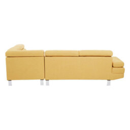 Orsina Contemporary Ochre Linen Corner Sofa, Velvet Upholstered Mid Century Sofa, Refined Sofa For Livingroom - thumbnail 8