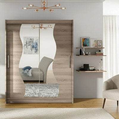Westa S Sliding Door Wardrobe With Mirrors On The Fronts Truffle - image 1