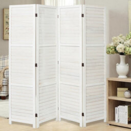 Living And Home White Wooden Folding 4 Panel Wall Privacy Screen Protector Room Divider Indoor H 170Cm X L 160Cm