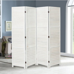 Living And Home White Wooden Folding 4 Panel Wall Privacy Screen Protector Room Divider Indoor H 170Cm X L 160Cm - thumbnail 2