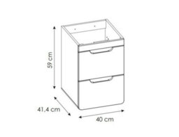 Impact Furniture Small Vanity Unit 400mm Cloakroom Wall Hung Cabinet With Drawers White Gloss Oak Bathroom Aruba - thumbnail 3