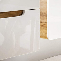 Impact Furniture Small Vanity Unit 400mm Cloakroom Wall Hung Cabinet With Drawers White Gloss Oak Bathroom Aruba - thumbnail 8
