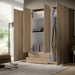 Arte Timeless Stella Trading Base Oak Sonoma Hinged Door Wardrobe W1600mm H1770mm D520mm - Spacious Storage, Classic Design - thumbnail 4