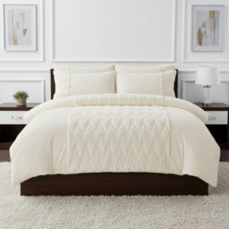Zig Zag 3D Teddy Duvet Cover Set Ultra Soft Teddy Fleece Bedding With Pillowcases Cream - thumbnail 1