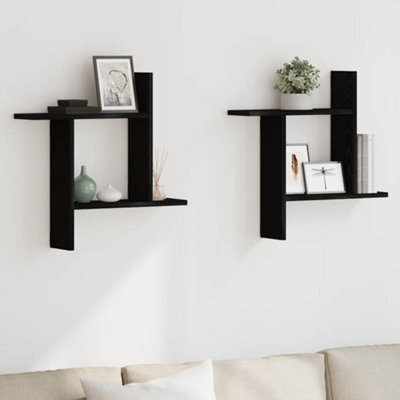 Walplus Wall Shelves 2 Pcs Black Oak 50X12X50 Cm Engineered Wood - image 1
