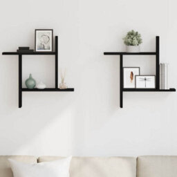 Walplus Wall Shelves 2 Pcs Black Oak 50X12X50 Cm Engineered Wood - thumbnail 3
