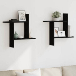 Walplus Wall Shelves 2 Pcs Black Oak 50X12X50 Cm Engineered Wood - thumbnail 1