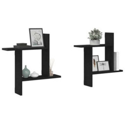 Walplus Wall Shelves 2 Pcs Black Oak 50X12X50 Cm Engineered Wood - thumbnail 4