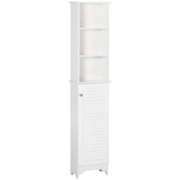Homcom 165Cm Freestanding Slimline Bathroom Storage Cabinet W/ 6 Shelves White - thumbnail 2