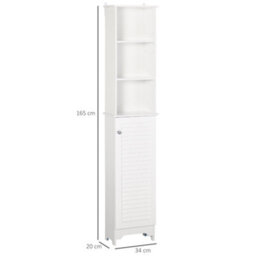 Homcom 165Cm Freestanding Slimline Bathroom Storage Cabinet W/ 6 Shelves White - thumbnail 3