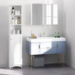 Homcom 165Cm Freestanding Slimline Bathroom Storage Cabinet W/ 6 Shelves White