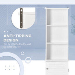Homcom 165Cm Freestanding Slimline Bathroom Storage Cabinet W/ 6 Shelves White - thumbnail 7