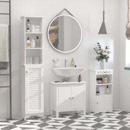 Homcom 165Cm Freestanding Slimline Bathroom Storage Cabinet W/ 6 Shelves White - thumbnail 8