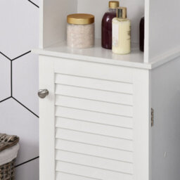 Homcom 165Cm Freestanding Slimline Bathroom Storage Cabinet W/ 6 Shelves White - thumbnail 9