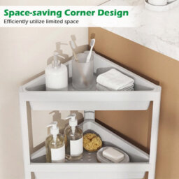 Costway 3-Tier Corner Shower Caddy 2-Pack Bathroom Standing Shelf Drainage Holes-White - thumbnail 6