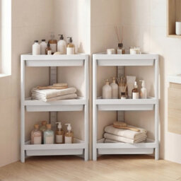 Costway 3-Tier Corner Shower Caddy 2-Pack Bathroom Standing Shelf Drainage Holes-White