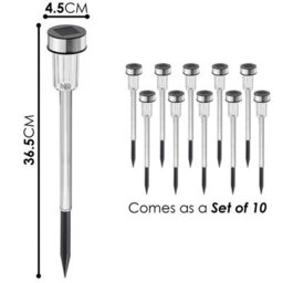10X Solar Stake Lights Garden Led Lamps Outdoor Patio Lighting Stainless Steel - thumbnail 2