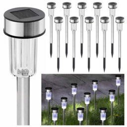 10X Solar Stake Lights Garden Led Lamps Outdoor Patio Lighting Stainless Steel - thumbnail 3