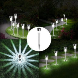 10X Solar Stake Lights Garden Led Lamps Outdoor Patio Lighting Stainless Steel - thumbnail 5