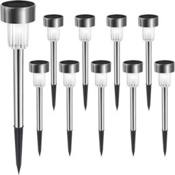 10X Solar Stake Lights Garden Led Lamps Outdoor Patio Lighting Stainless Steel - thumbnail 4