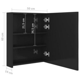 Berkfield Led Bathroom Mirror Cabinet Shining Black 50X14X60 Cm - thumbnail 8