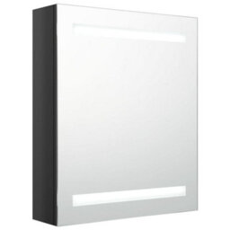 Berkfield Led Bathroom Mirror Cabinet Shining Black 50X14X60 Cm - thumbnail 2