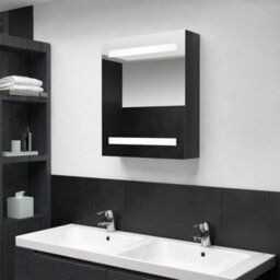 Berkfield Led Bathroom Mirror Cabinet Shining Black 50X14X60 Cm