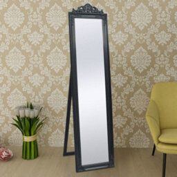 Berkfield Free-Standing Mirror Baroque Style 160X40 Cm Black - thumbnail 6
