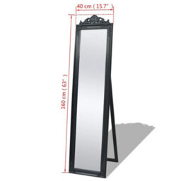 Berkfield Free-Standing Mirror Baroque Style 160X40 Cm Black - thumbnail 7
