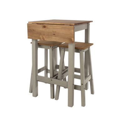 Dinea Drop Leaf Breakfast Table & Two High Stools Set. - image 1