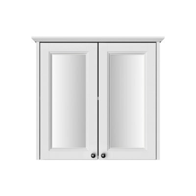 Heritage Winterbourne Satin Mist Grey Double Bathroom Wall Cabinet With 2 Mirror Doors (H)595mm (W)640mm - image 1