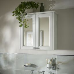 Heritage Winterbourne Satin Mist Grey Double Bathroom Wall Cabinet With 2 Mirror Doors (H)595mm (W)640mm - thumbnail 8
