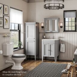 Heritage Winterbourne Satin Mist Grey Double Bathroom Wall Cabinet With 2 Mirror Doors (H)595mm (W)640mm - thumbnail 7