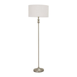 Valuelights Maggie Brushed Chrome Candlestick Floor Lamp With White Shade With Led Bulb - thumbnail 2